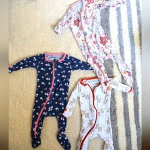 Lot- 3 footed onesie 0-3 month Bestaroo Modal bamboo zip